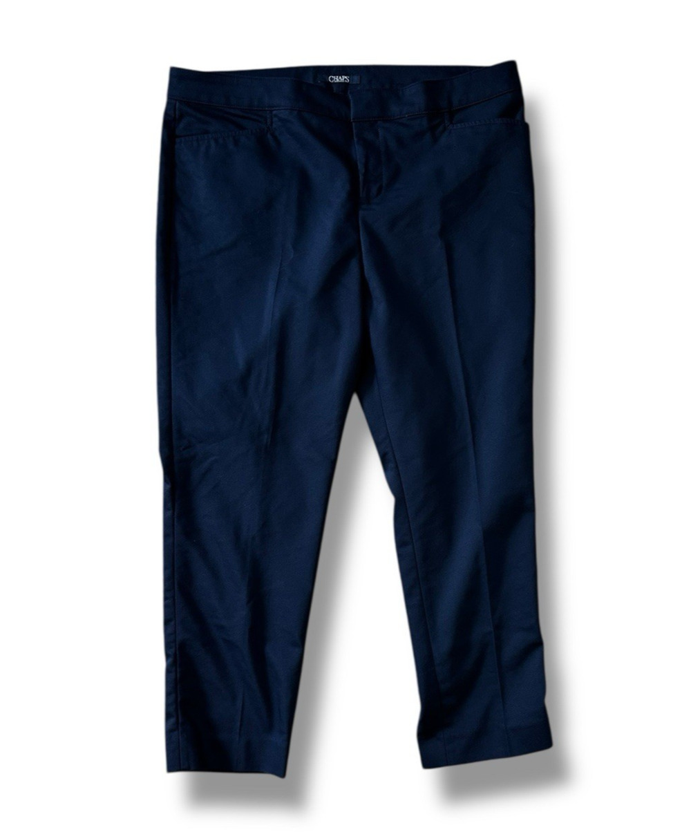 CHAPS Women's Classic Mid-rise Dress Pants Trousers Navy Blue 16W Office